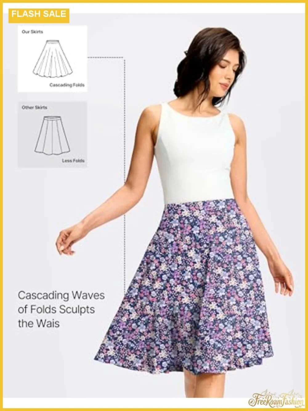 24-inch Long Skort with Pockets, High Waist, Built-in Shorts, Stretchy